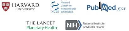 Universidade Harvard, NCBI, PubMed, The Lancet Planetary Health e Instituto Nacional de Saúde Mental dos EUA (NIH)